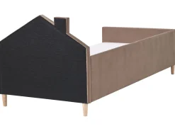 Børneseng Hus Velour KERVAN 90 x 200 cm Lysebrun
