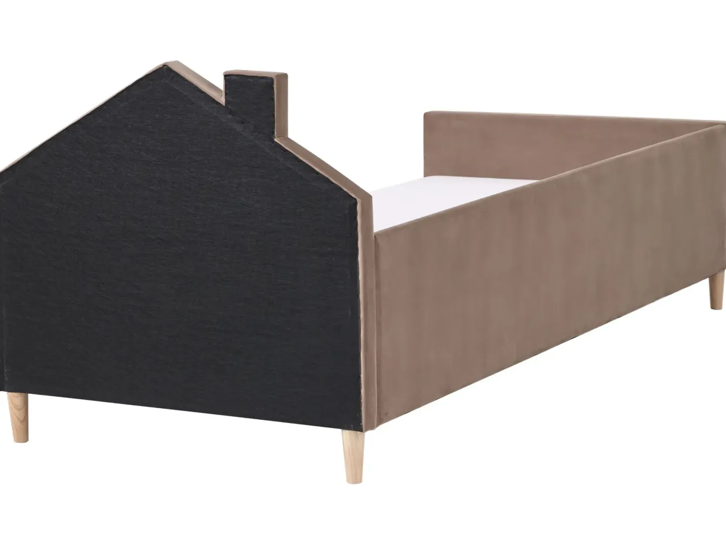 Børneseng Hus Velour KERVAN 90 x 200 cm Lysebrun