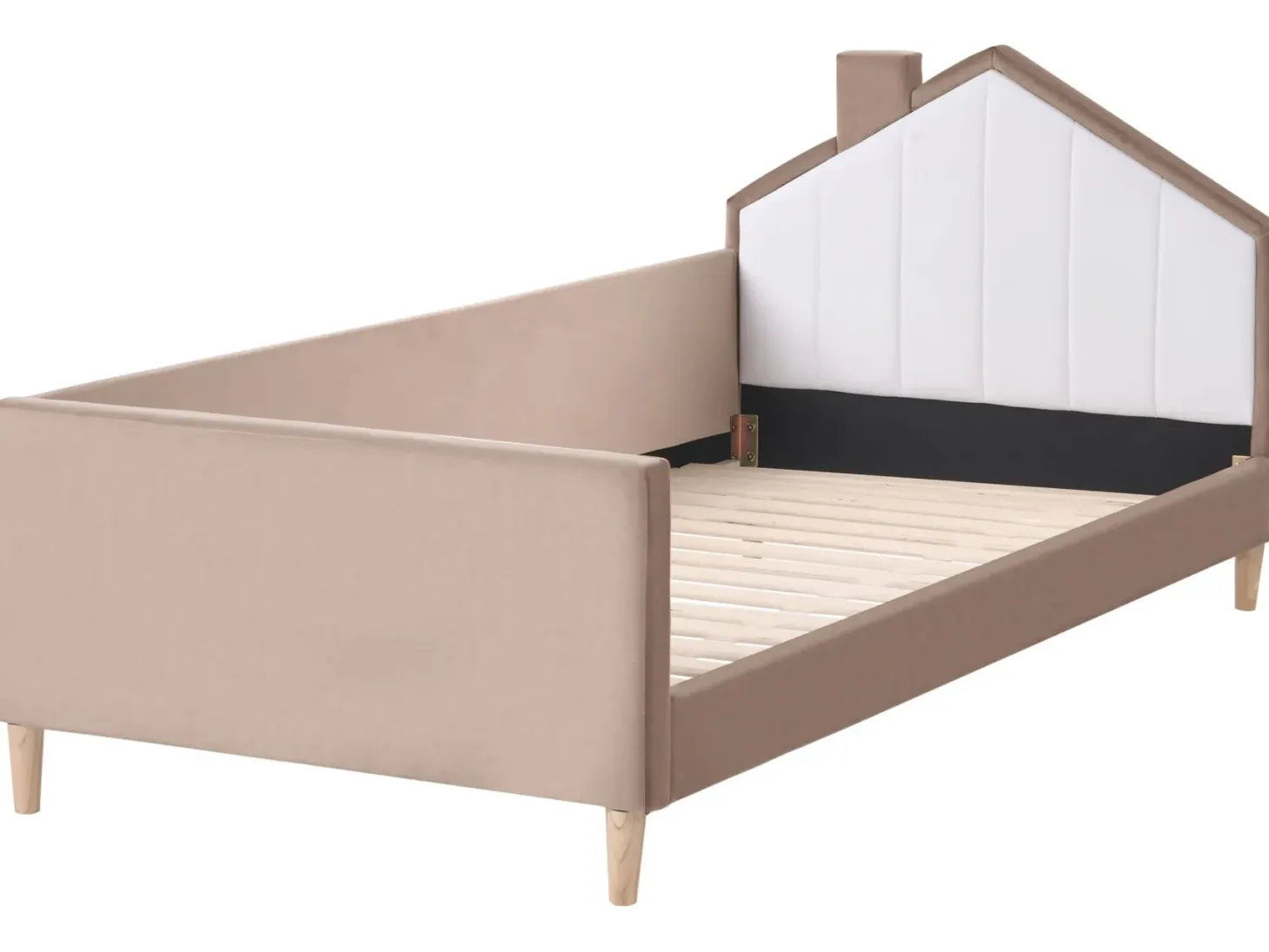 Børneseng Hus Velour KERVAN 90 x 200 cm Lysebrun