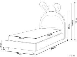 Børneseng Kanin Velour LALLIAS 90 x 200 cm Lyserød