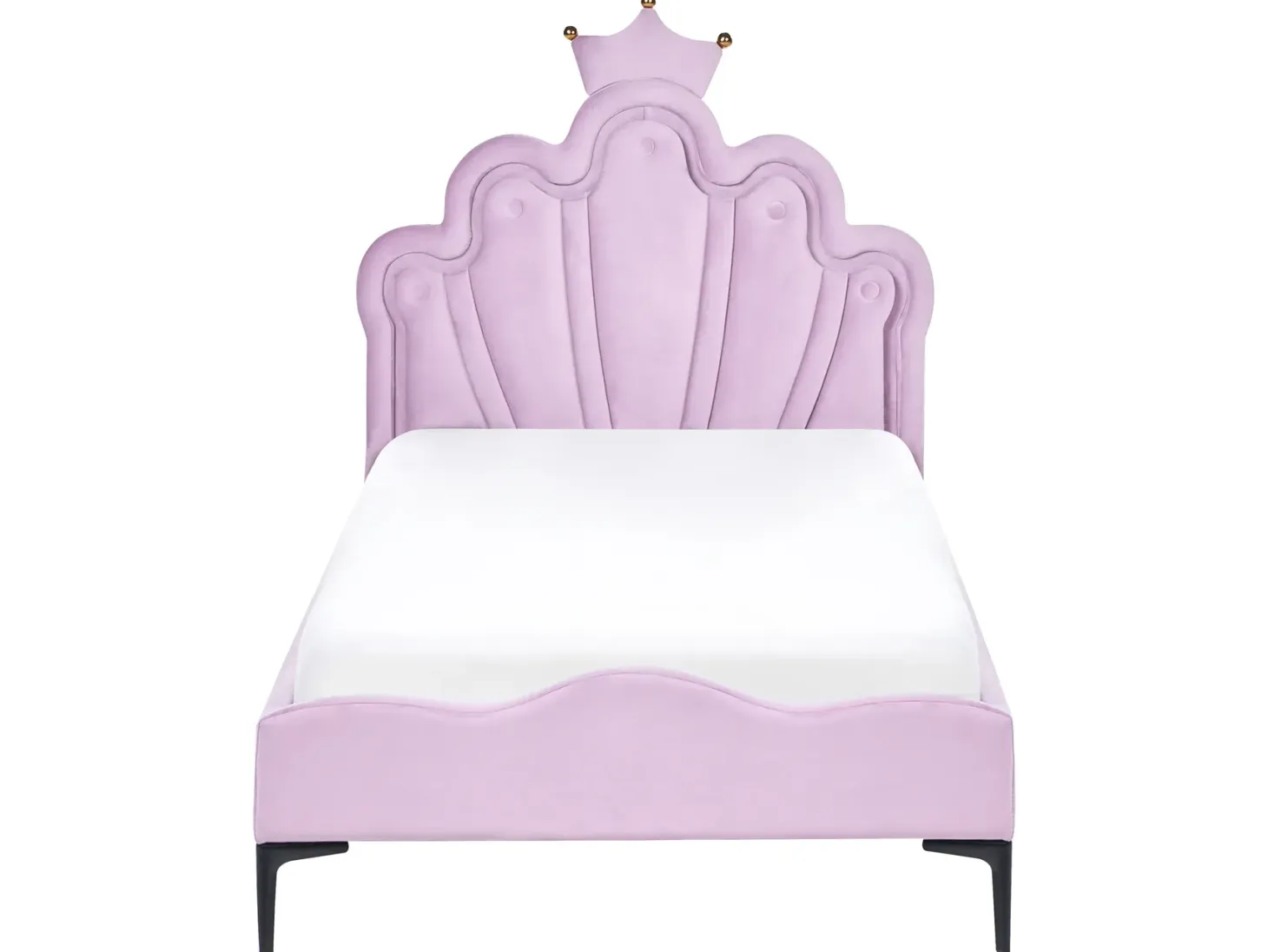 Børneseng Krone Velour RUBIAN 90 x 200 cm Med LED-lys Lilla