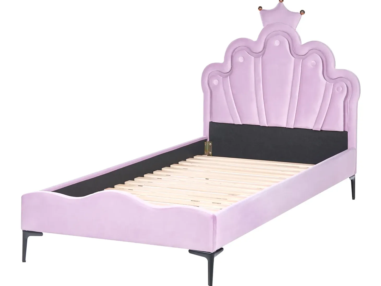 Børneseng Krone Velour RUBIAN 90 x 200 cm Med LED-lys Lilla