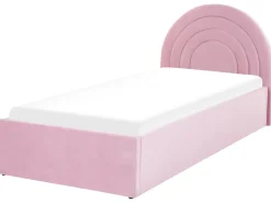 Børneseng med opbevaring Velour ANET 90 x 200 cm Lyserød