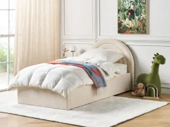 Børneseng med opbevaring Velour ANET 90 x 200 cm Beige