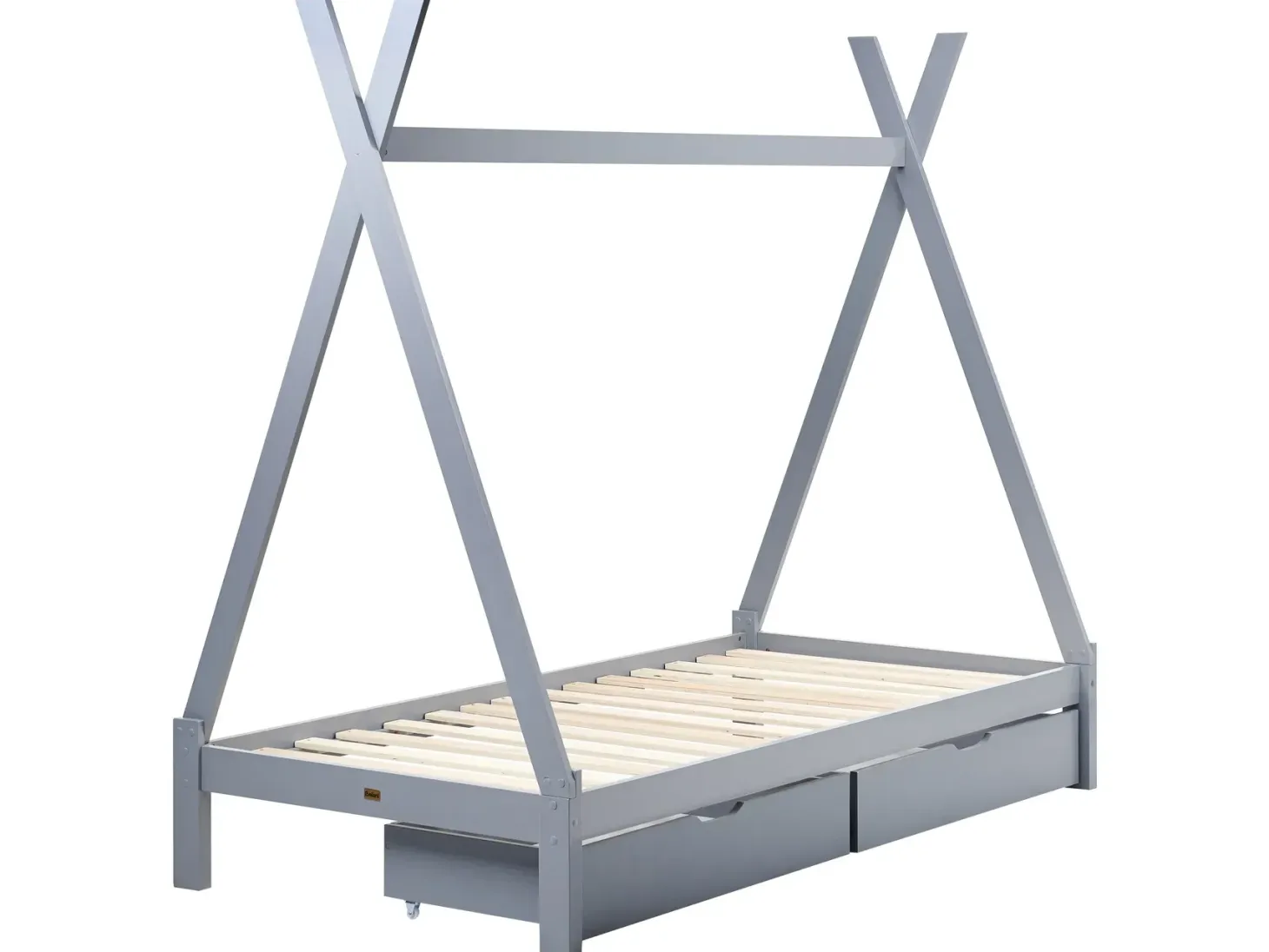 Børneseng med skuffer Tipi Fyretræ DEVAY 90 x 200 cm Grå
