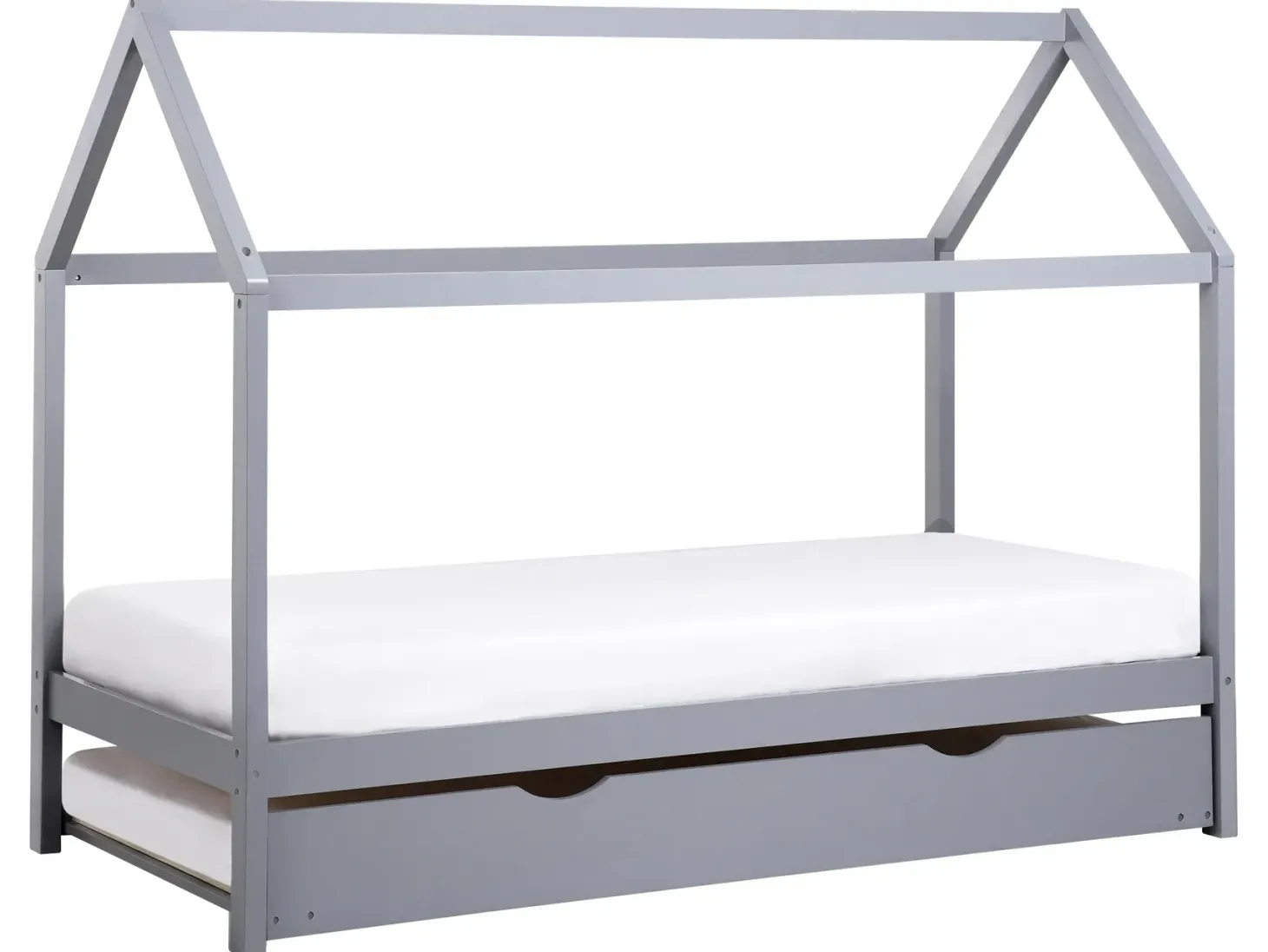 Børneseng med udtræk Fyretræ CRILLON 90 x 200 cm Grå