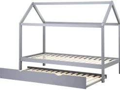Børneseng med udtræk Fyretræ CRILLON 90 x 200 cm Grå