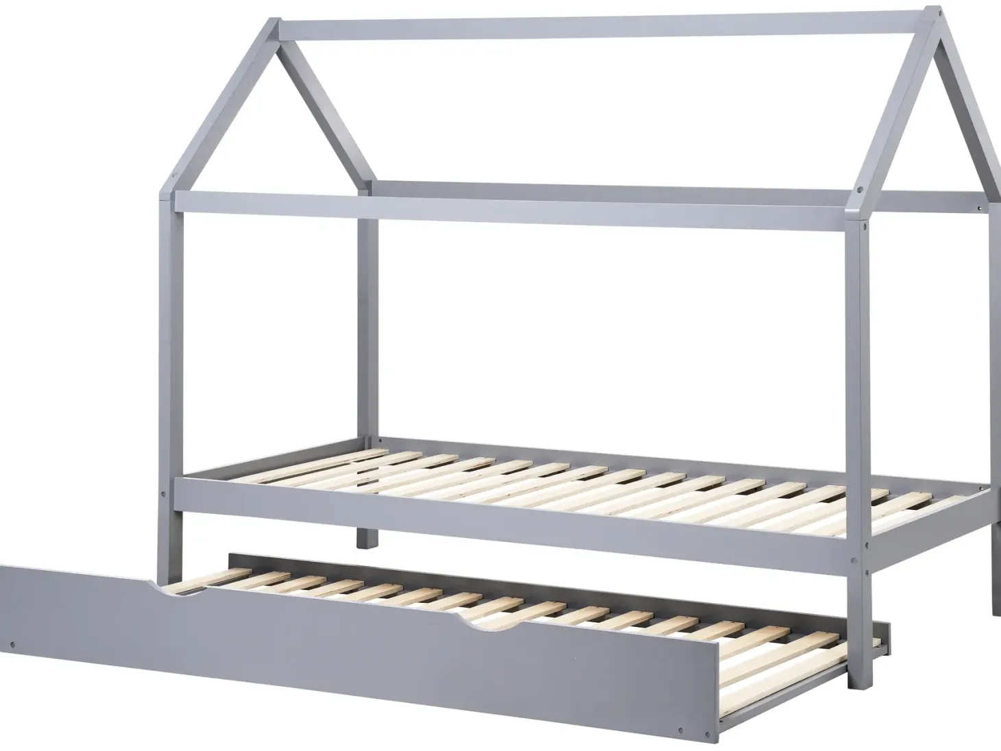 Børneseng med udtræk Fyretræ CRILLON 90 x 200 cm Grå