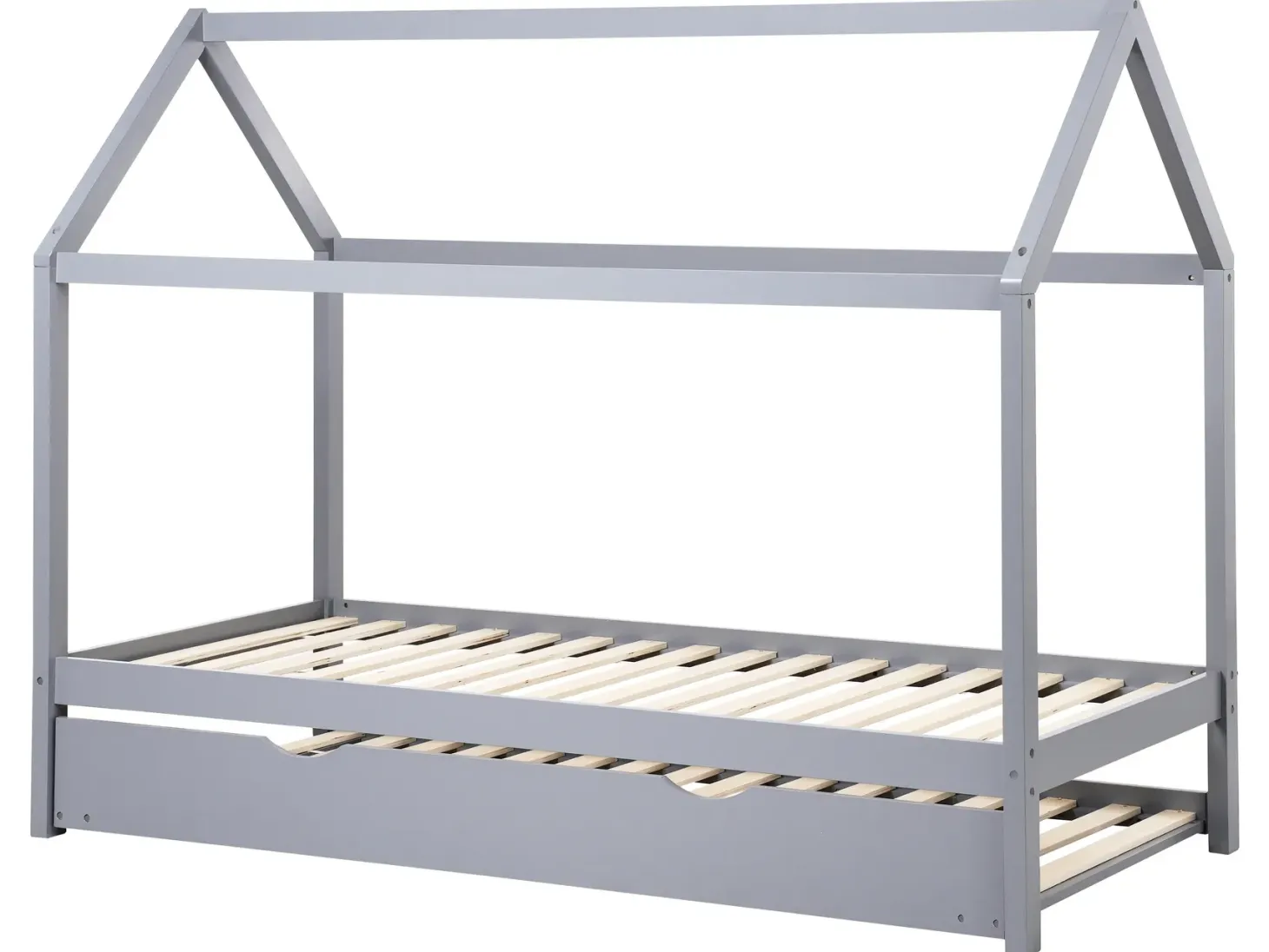 Børneseng med udtræk Fyretræ CRILLON 90 x 200 cm Grå