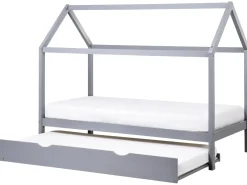 Børneseng med udtræk Fyretræ CRILLON 90 x 200 cm Grå