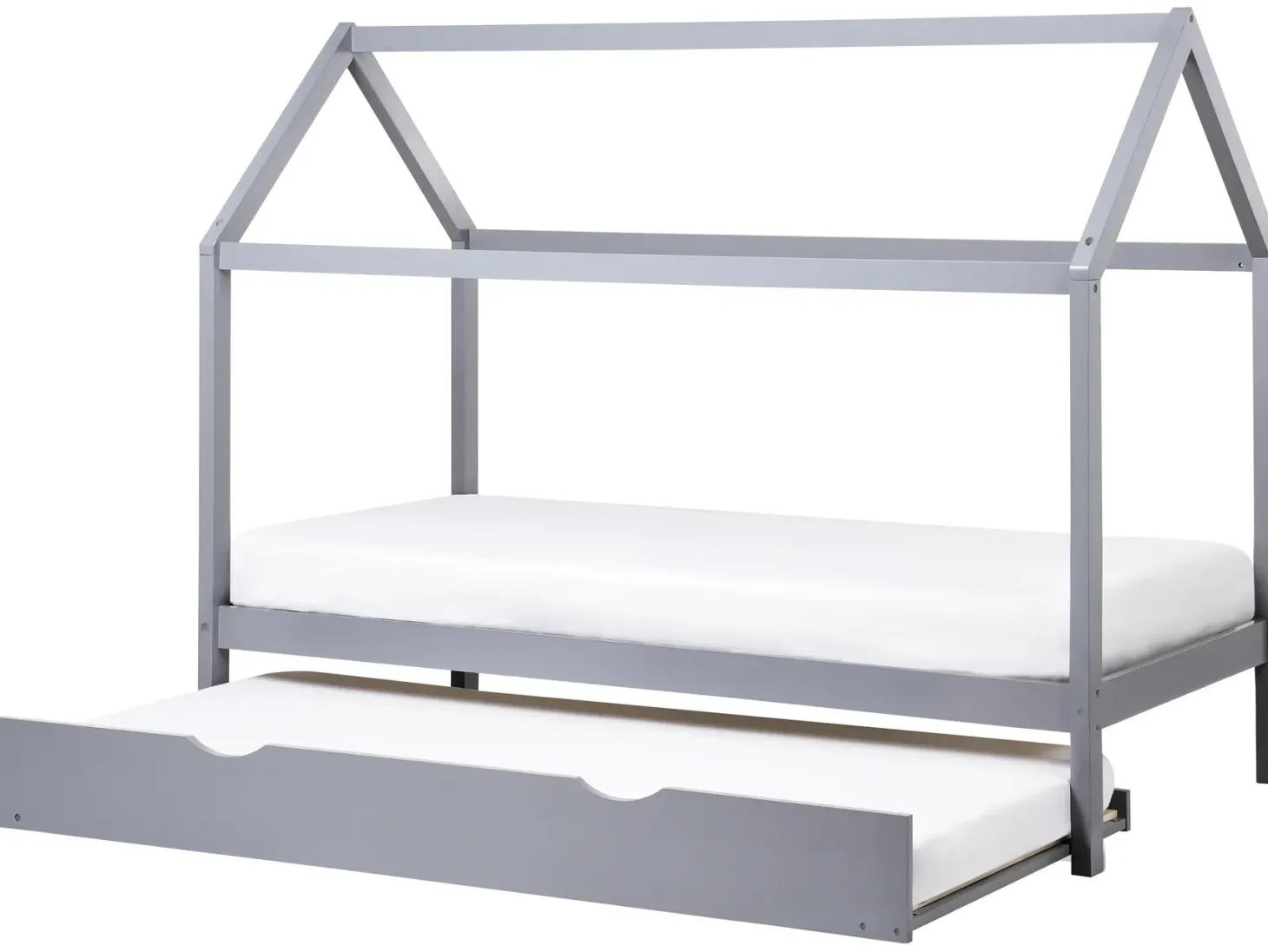 Børneseng med udtræk Fyretræ CRILLON 90 x 200 cm Grå