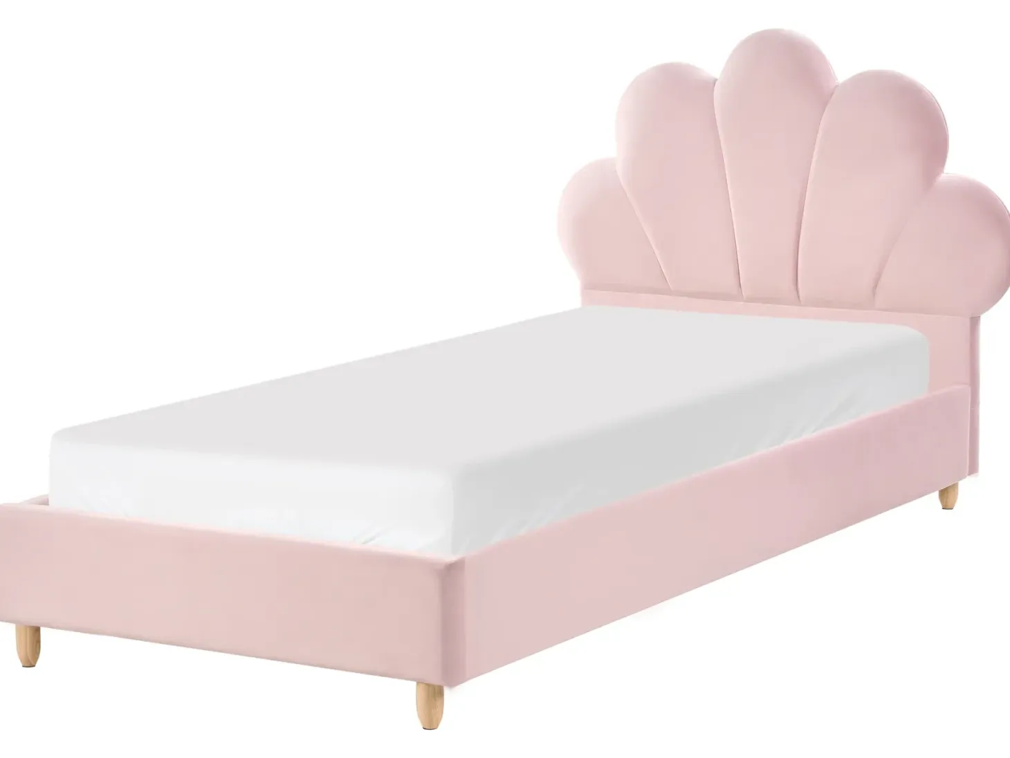 Børneseng Muslingeskal Velour NEULISE 90 x 200 cm Lyserød