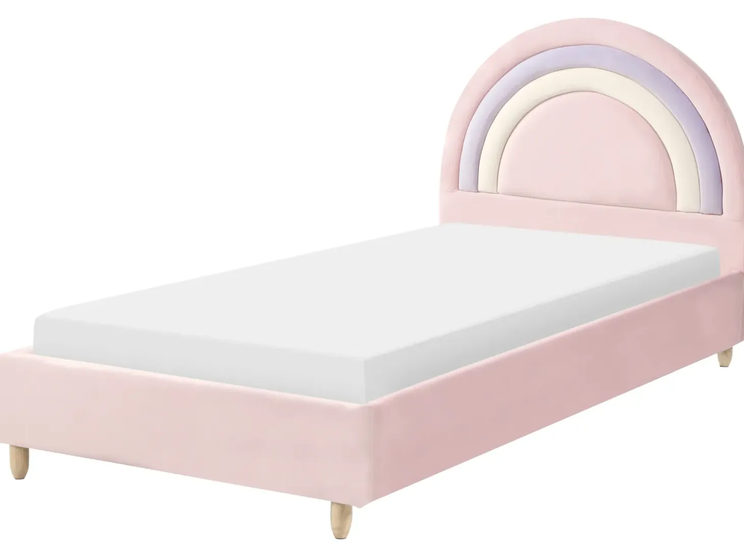 Børneseng Regnbue Velour LANDEILLAU 90 x 200 cm Lyserød