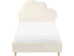 Børneseng Sky Velour BELLEVUE 90 x 200 cm Lys Beige