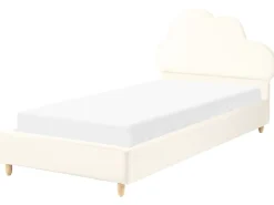 Børneseng Sky Velour BELLEVUE 90 x 200 cm Lys Beige