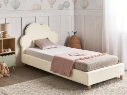 Børneseng Sky Velour BELLEVUE 90 x 200 cm Lys Beige