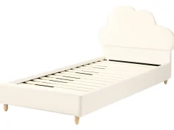 Børneseng Sky Velour BELLEVUE 90 x 200 cm Lys Beige