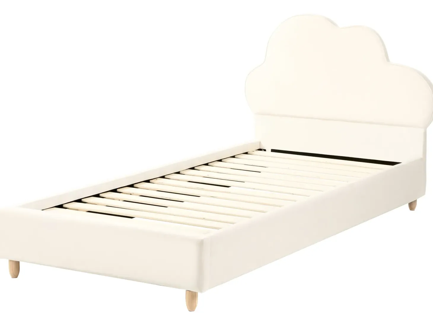 Børneseng Sky Velour BELLEVUE 90 x 200 cm Lys Beige
