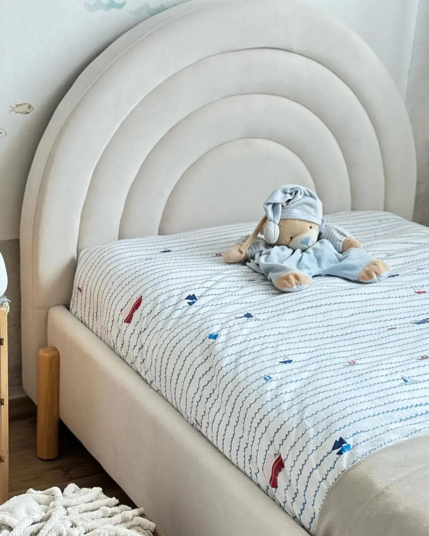 Børneseng Velour ANET 90 x 200 cm Beige