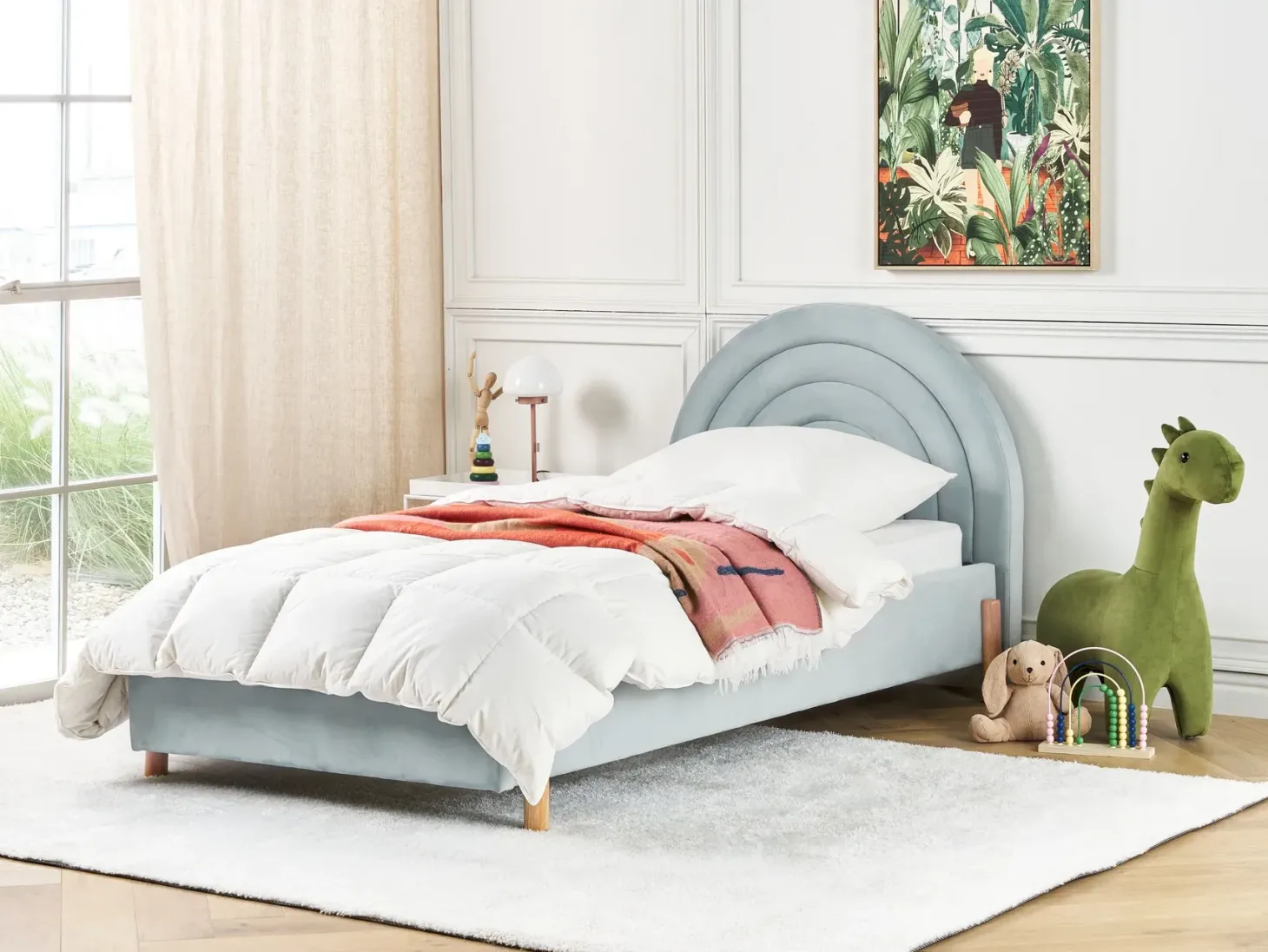 Børneseng Velour ANET 90 x 200 cm Himmelblå