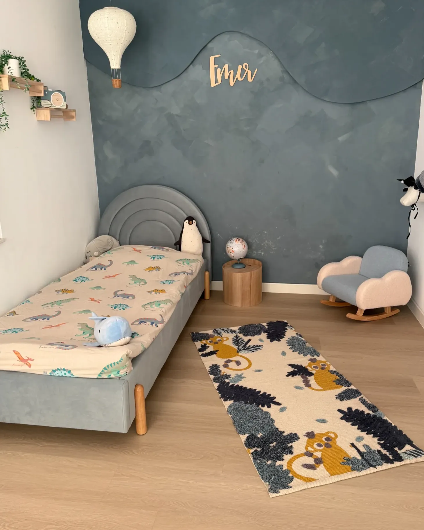 Børneseng Velour ANET 90 x 200 cm Himmelblå