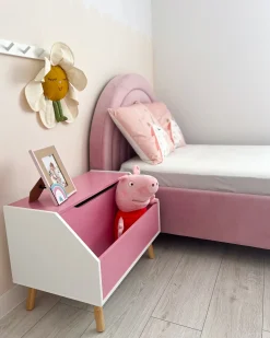 Børneseng Velour ANET 90 x 200 cm Lyserød