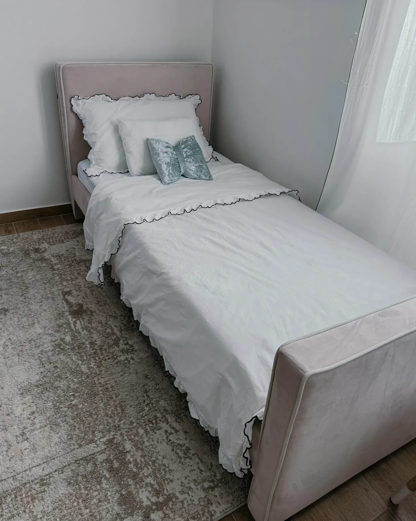 Børneseng Velour TEENIE 90 x 200 cm Pastellrosa