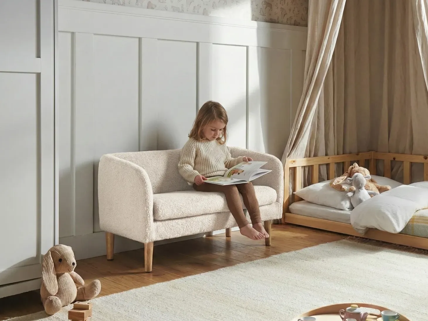 Børnesofa DAGALI Boucle Beige