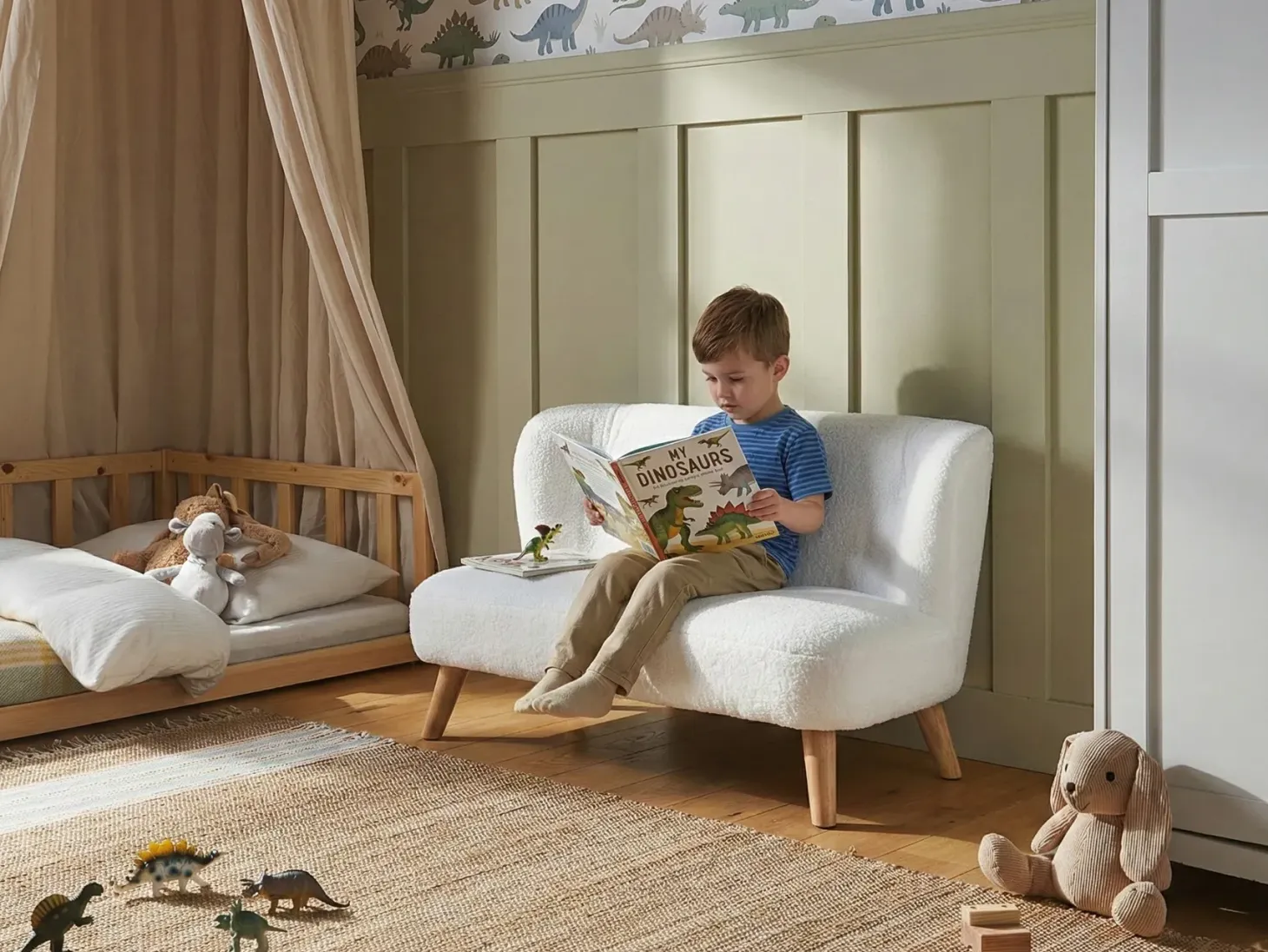 Børnesofa LOTE Boucle Hvid