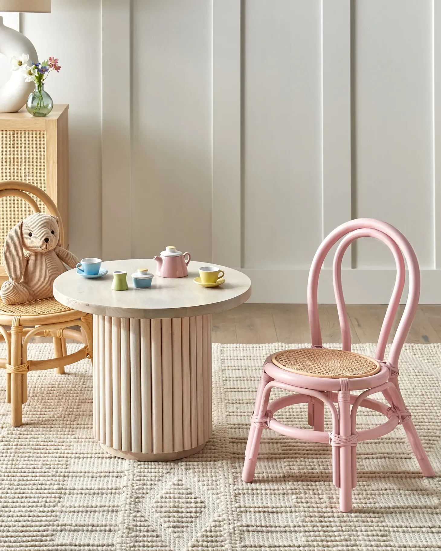 Børnestol KALIVIA Rattan Lyserød