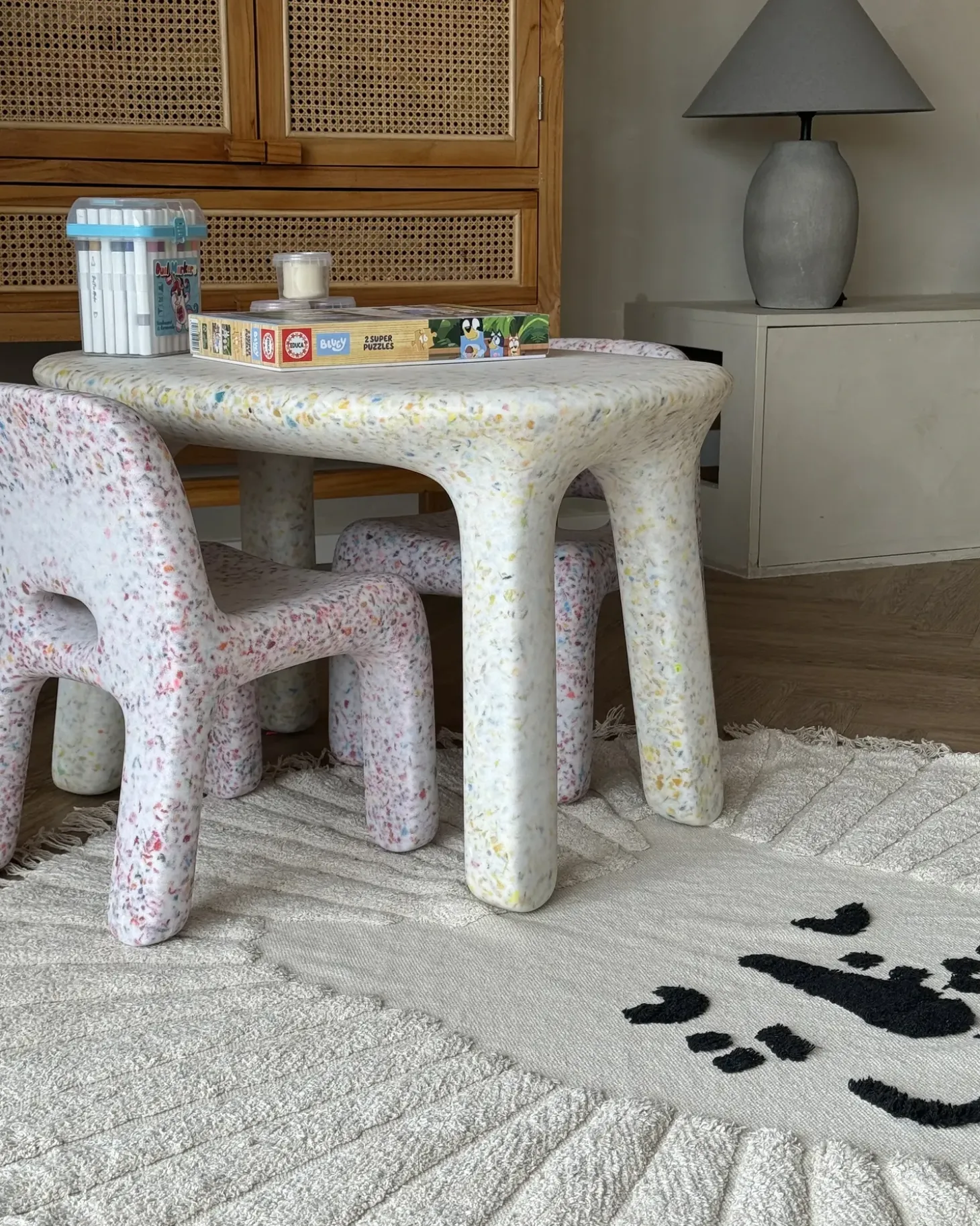 Børnetæppe BADHANI Beige ø 140 cm Bomuld