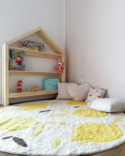Børnetæppe MAWAND Beige ø 140 cm Bomuld