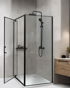 Brusekabine DARLI 90 x 90 x 185 cm Sort