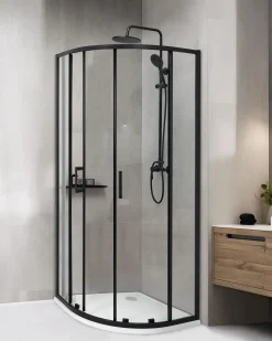 Brusekabine JUKATAN 80 x 80 x 185 cm Sort
