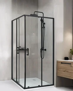 Brusekabine TELA 90 x 90 x 185 cm Sort