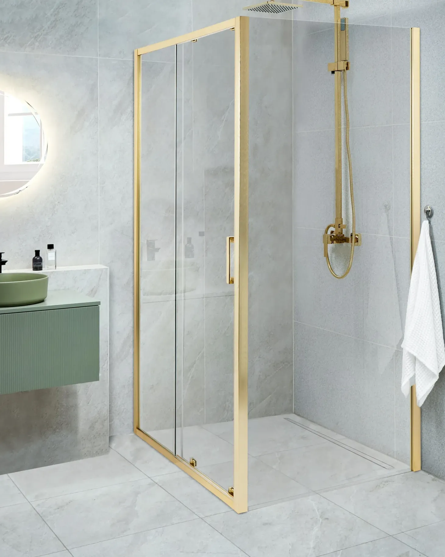 Brusekabine YORO 80 x 100 x 185 cm Guld