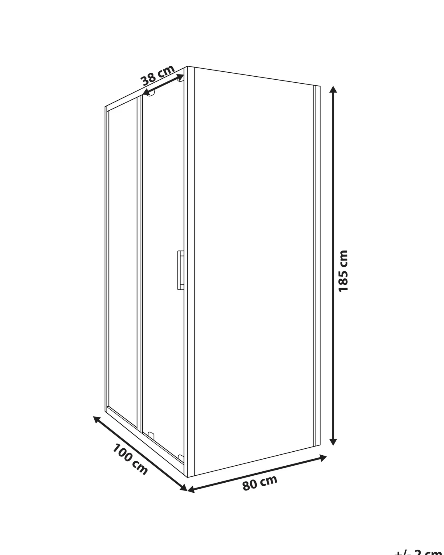 Brusekabine YORO 80 x 100 x 185 cm Guld