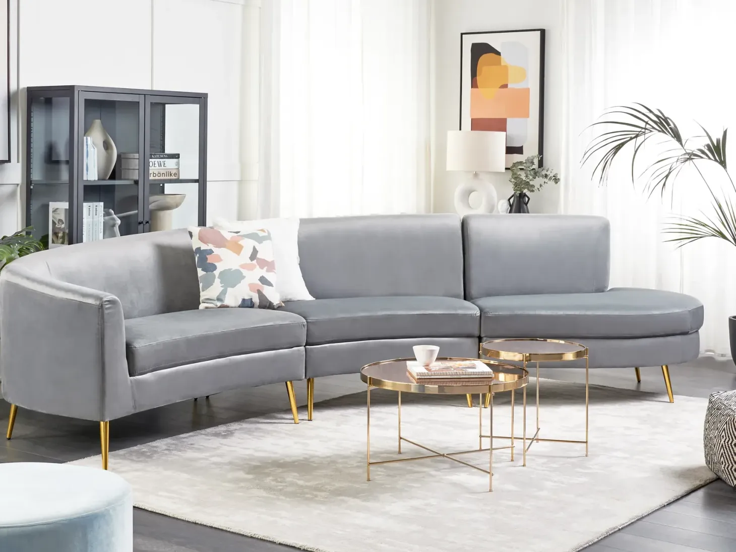 Buet sofa 4 personers MOSS Velour Lysegrå