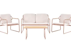 CALASCIO 4 personers Loungesæt med bord Lys Beige Metal