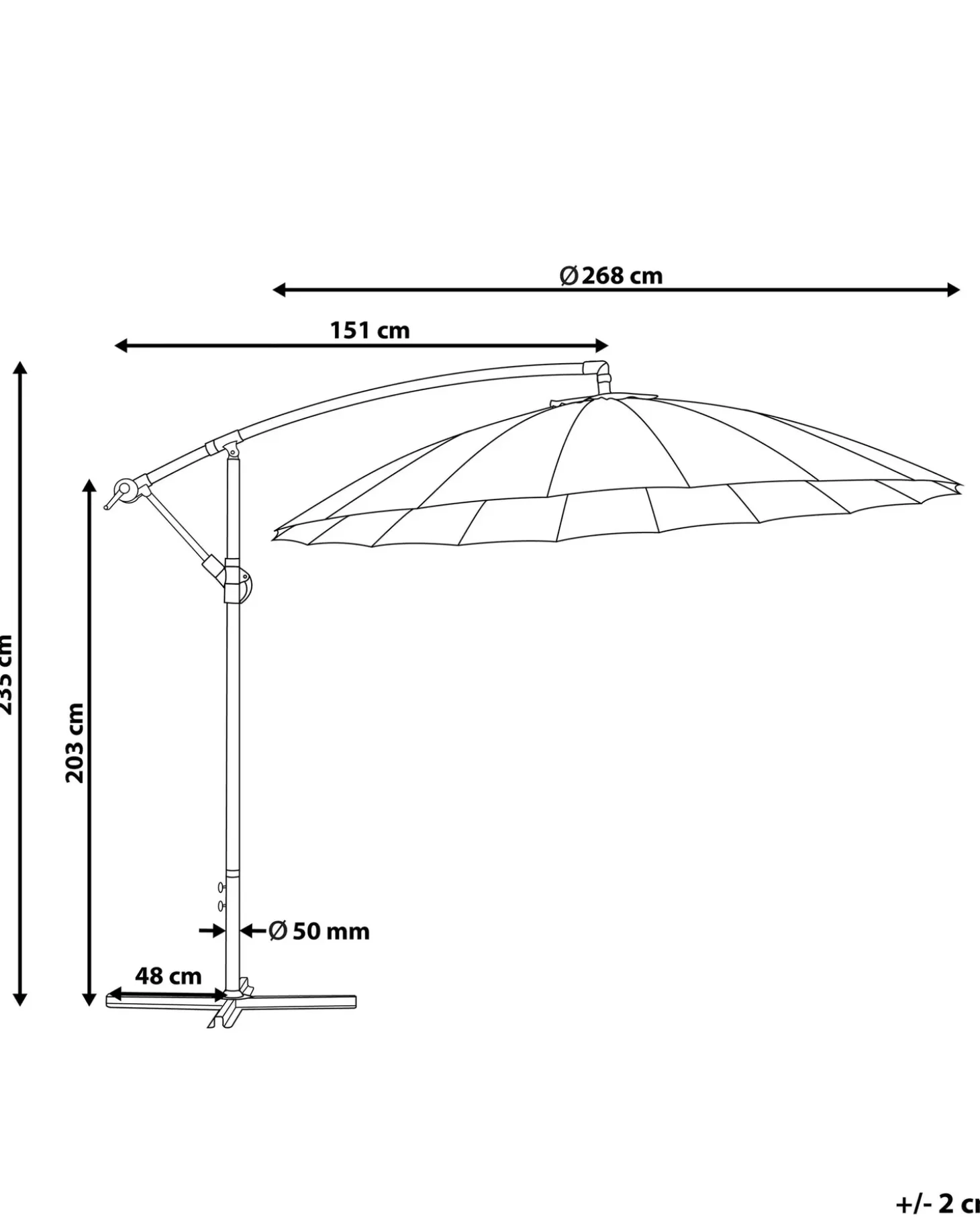 Cantilever parasol 268 cm CALABRIA II Lysegrå
