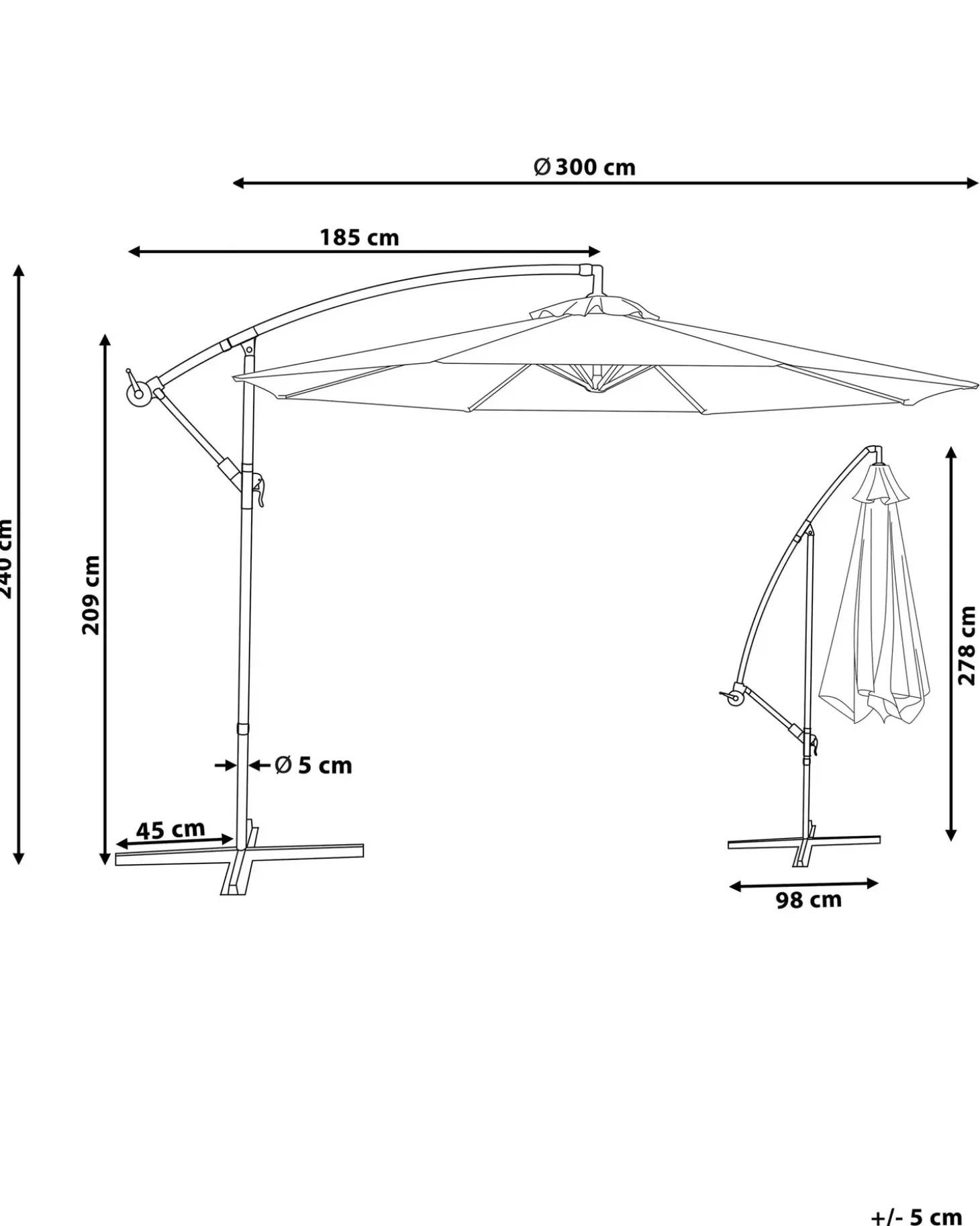 Cantilever parasol 300 cm RAVENNA Lys Beige