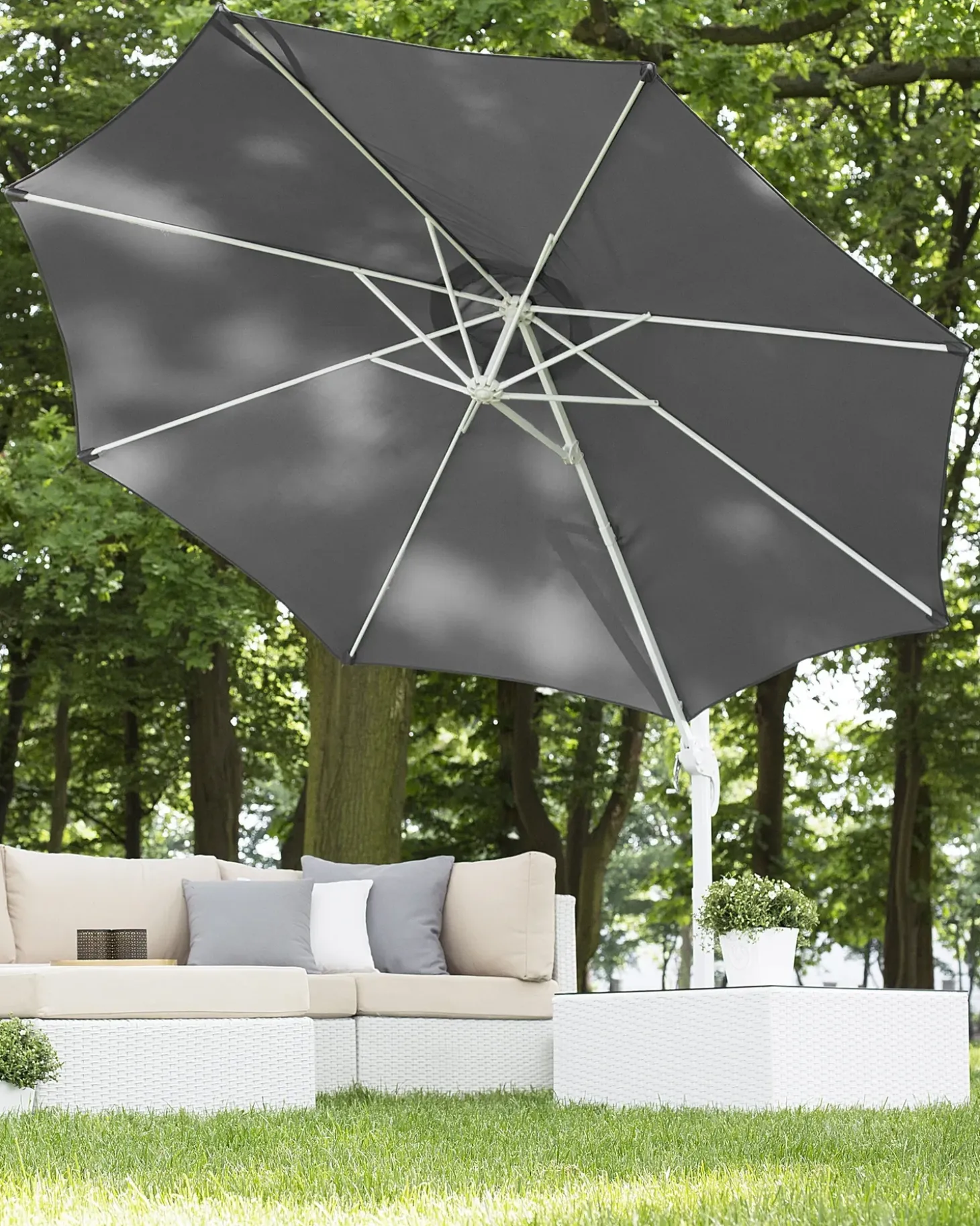 Cantilever parasol 300 cm SAVONA Mørkegrå Grå