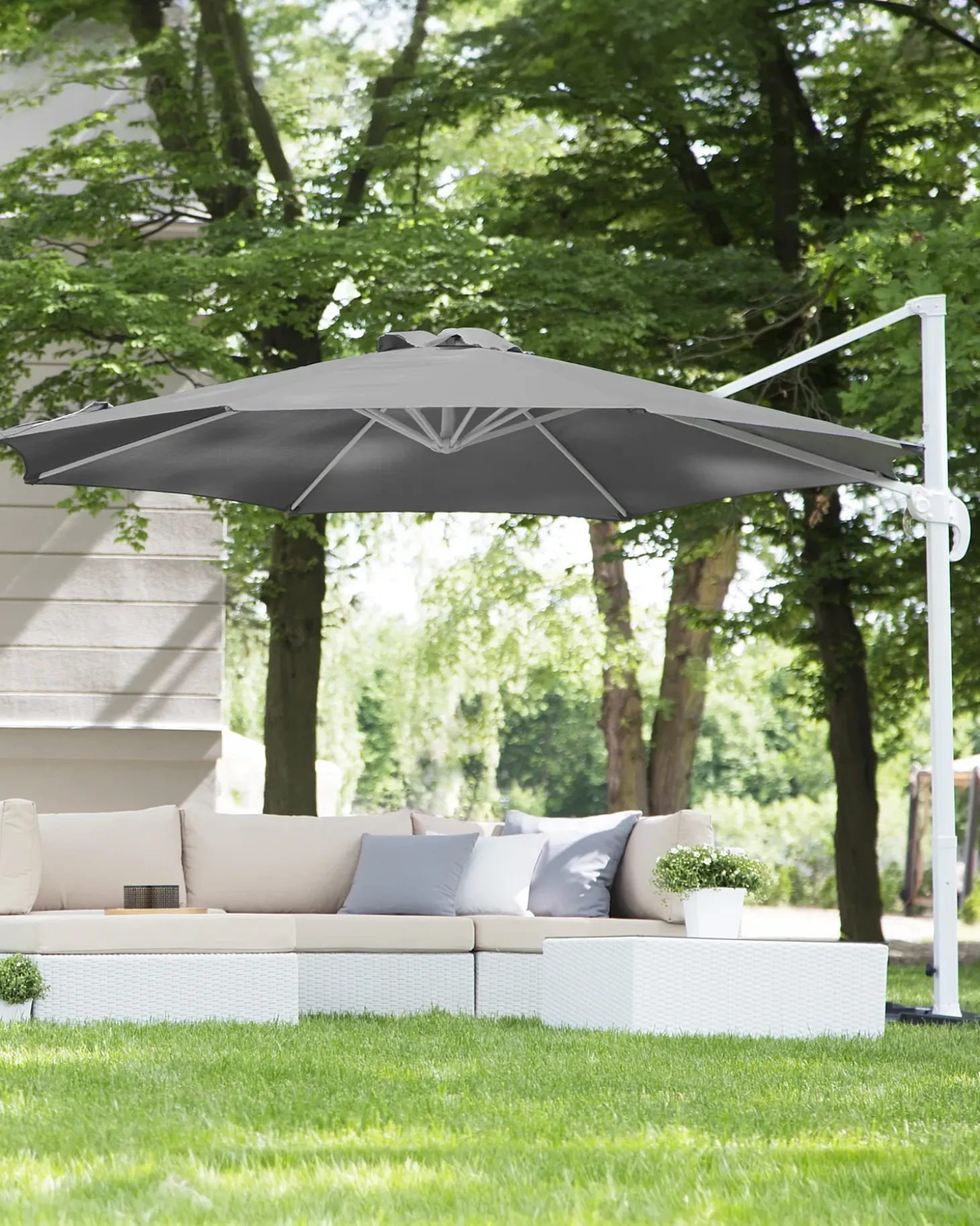 Cantilever parasol 300 cm SAVONA Mørkegrå Grå