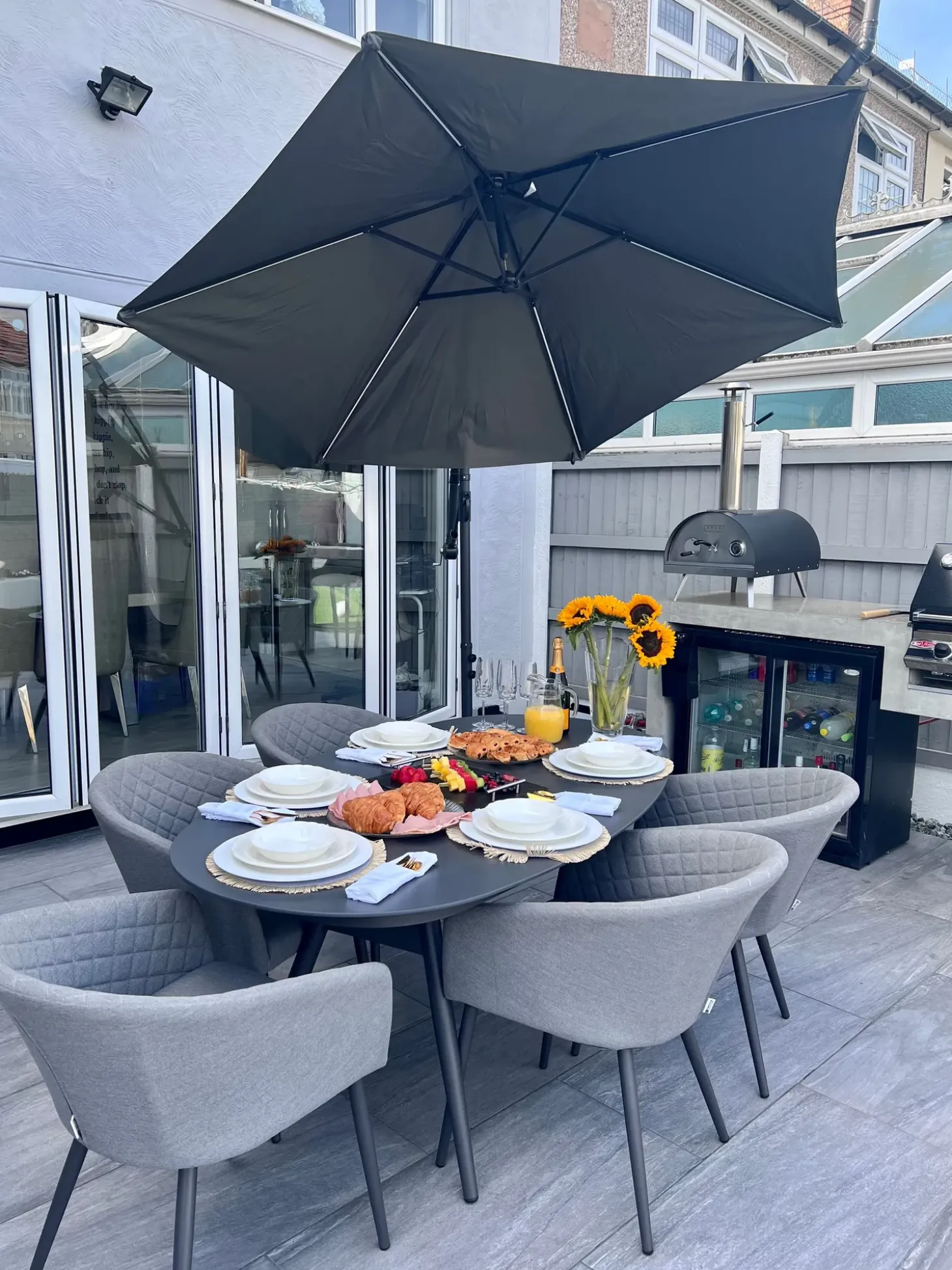 Cantilever parasol LED 285 cm CORVAL Grafit