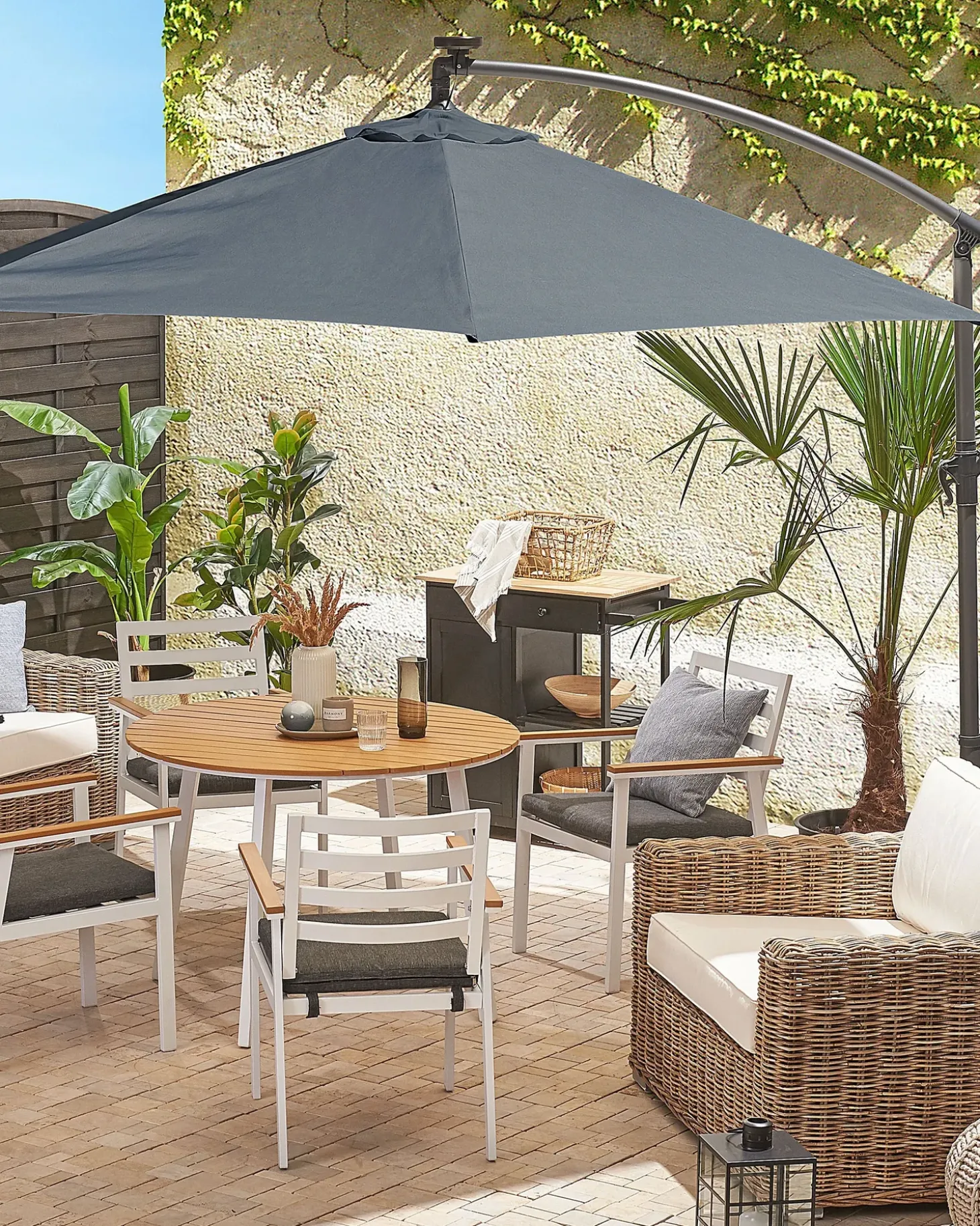 Cantilever parasol LED 285 cm CORVAL Grafit