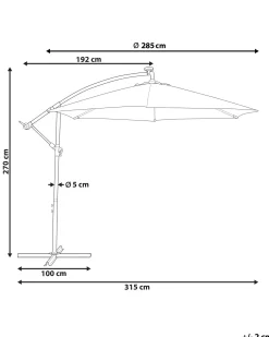 Cantilever parasol LED 285 cm CORVAL Grafit