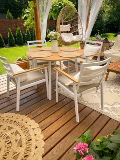 CAVOLI 4 personers Havemøbelsæt Beige Metal med puder