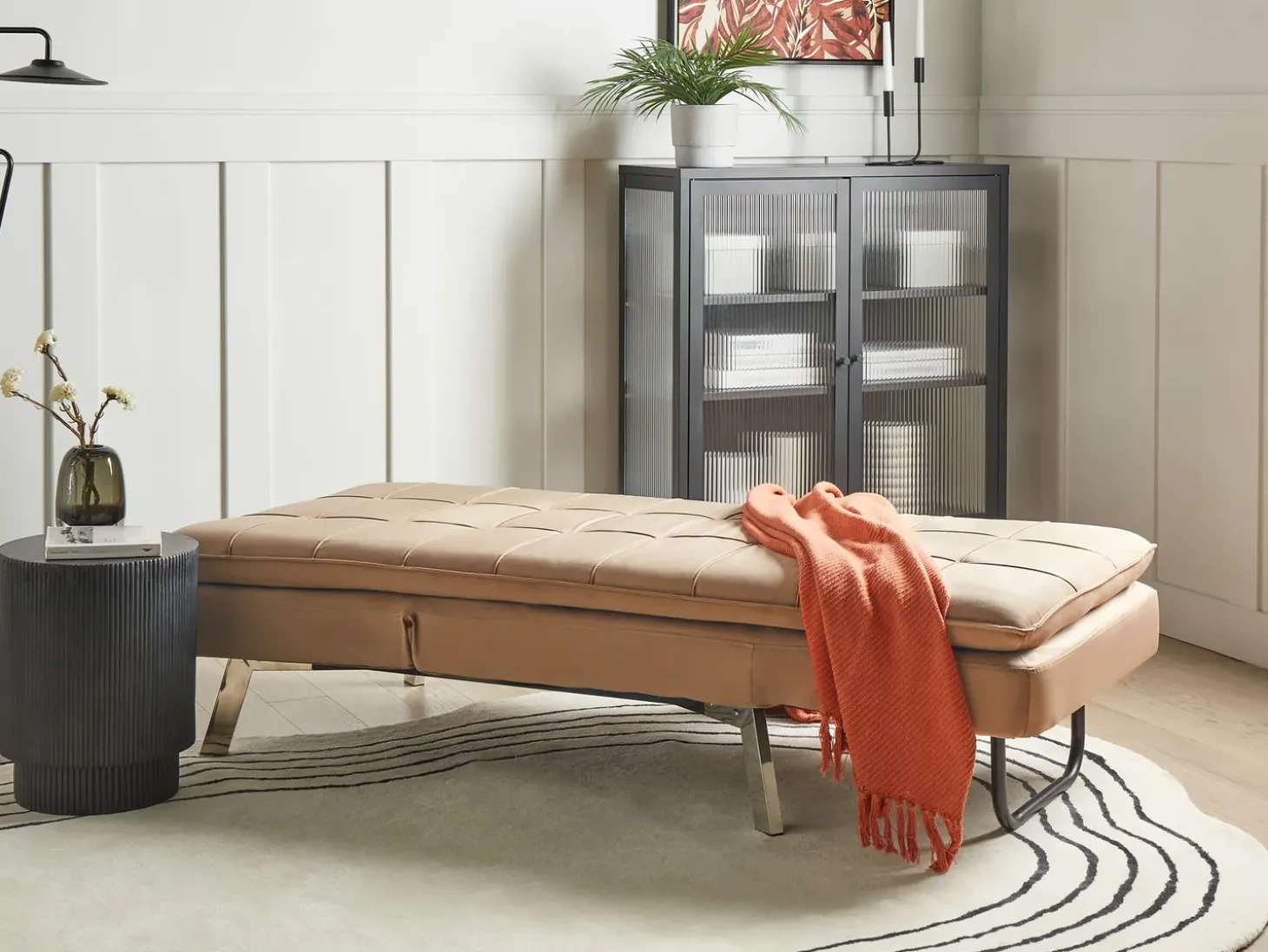 Chaiselong LOIRET Velour Lysebrun