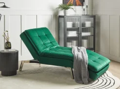 Chaiselong LOIRET Velour Smaragdgrøn