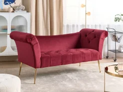 Chaiselong NANTILLY Velour Mørkerød